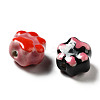 Handmade Printed Porcelain Beads PORC-F005-02-3
