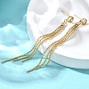 Heart Brass Tassel Stud Earrings EJEW-Z086-04G-3