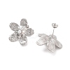 Rack Plating Flower Brass ABS Imitation Pearl Stud Earrings EJEW-M029-03P-2