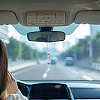 2Pcs Natural Black Onyx & Amethyst & Glass Car Rearview Mirror Pendant Decoration HJEW-CA00066-6