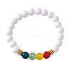Round Natural Mixed Stone and Acrylic Imitation Pearl Beaded Stretch Bracelets for Women CO7250-5