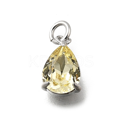 Teardrop Brass with Glass Charms KK-G525-09P-1