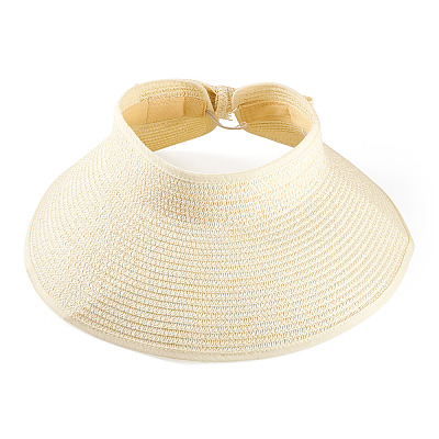 1Pc Women Straw Floppy Wide Brim Sun Hat AJEW-TA0002-59C-1