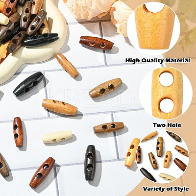 160Pcs 16 Styles Natural Wood Buttons FIND-CJ0004-42-1