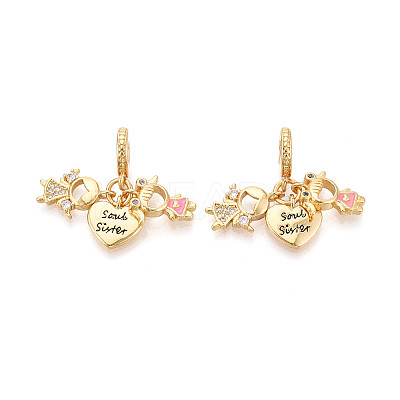 Brass Micro Pave Cubic Zirconia European Dangle Charms KK-N271-16G-1
