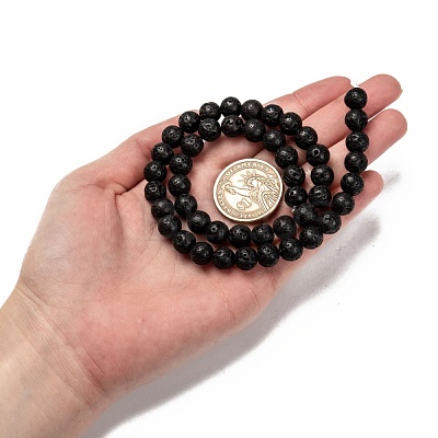 Natural Lava Rock Round Bead Strands G-M169-8mm-03-1