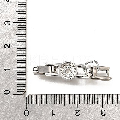 Brass Micro Pave Clear Cubic Zirconia Fold Over Clasps KK-R222-04P-1