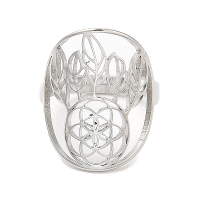 Non-Tarnish 304 Stainless Steel Woven Net/Web with Feather Adjustable Ring for Women RJEW-M149-26P-1