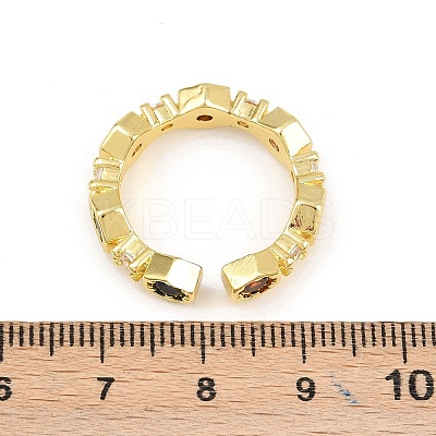Brass Micro Pave Cubic Zirconia Cuff Rings for Women RJEW-Z113-46G-1
