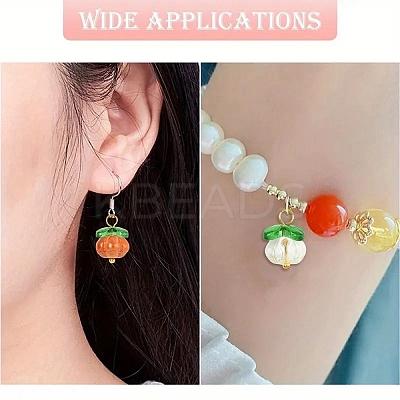 10Pcs Pumpkin Glass Pendants PALLOY-YW00139-01-1