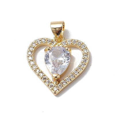 Brass Cubic Zirconia Pendants KK-E003-08G-1