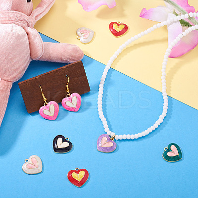 12Pcs 6 Colors Alloy Enamel Pendants FIND-TA0006-63-1