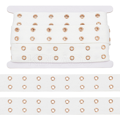 8 Yards Polyester Ribbon with 2-Row Golden Tone Alloy Eyelets SRIB-NB0001-18A-1