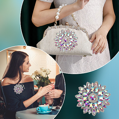 1Pc Flower Glass Rhinestone Cabochons Ornamenets Accessories FIND-FG0004-33A-1
