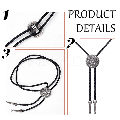 2Pcs 2 Colors PU Leather Bolo Tie NJEW-AN0001-61-1
