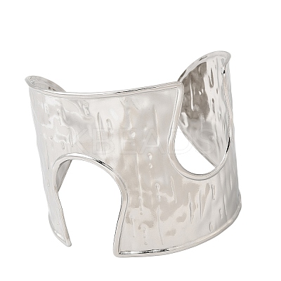 Hammered 304 Stainless Steel Open Cuff Bangles BJEW-K264-04P-1