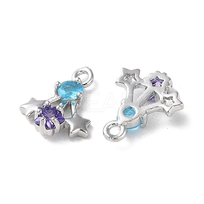 Brass Micro Pave Cubic Zirconia Charms KK-F872-20P-1
