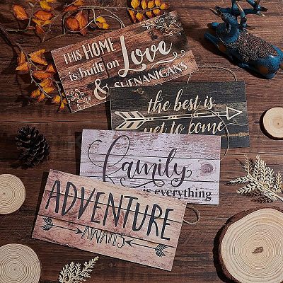 Natural Wood Hanging Wall Decorations for Front Door Home Decoration AJEW-FG0001-26-1