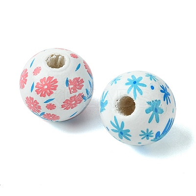 35Pcs 7 Colors Wood European Beads WOOD-FS0001-17-1