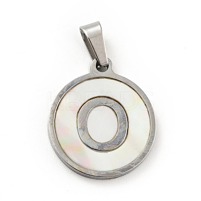 304 Stainless Steel with White Shell Pendants STAS-G268-01O-P-1