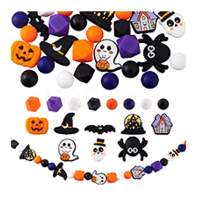 36Pcs 18 Styles Halloween Silicone Beads SIL-PH0001-28-1