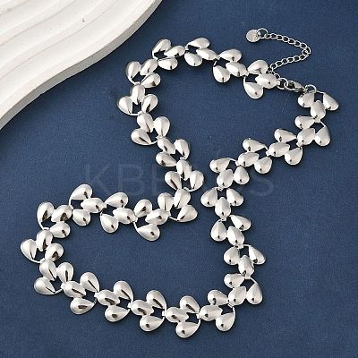 304 Stainless Steel Teardrop Link Chain Necklaces NJEW-D333-03P-1