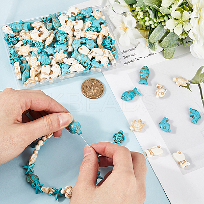 120Pcs 6 Styles Synthetic Turquoise Beads Strands G-SC0002-85-1