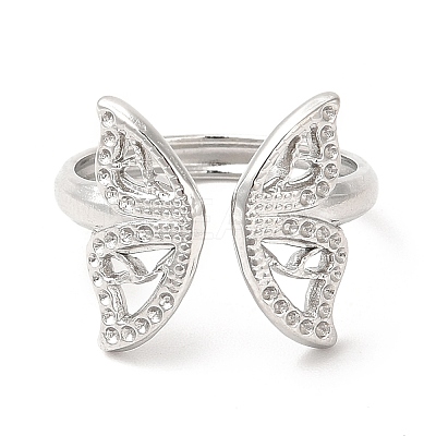 Non-Tarnish 201 Stainless Steel Open Cuff Ring RJEW-E063-43P-1