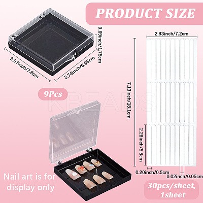 9Pcs Plastic Fake Nail Tips Storage Box CON-SP0001-15D-1