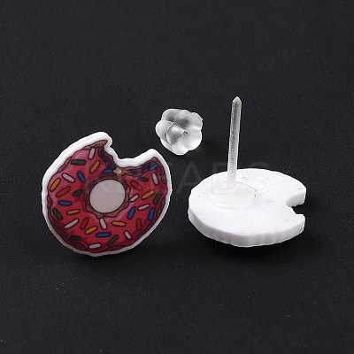 Colorful Acrylic Imitation Food Stud Earrings with Platic Pins for Women EJEW-F293-02C-1