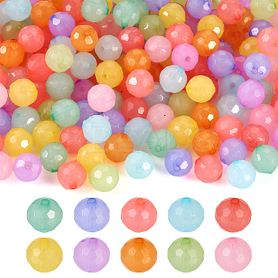 200Pcs 10 Colors Imitation Jelly Acrylic Beads MACR-TA0001-38-1