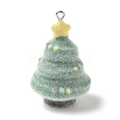 Christmas Flocky Opaque Resin Pendants FIND-A058-01B-1