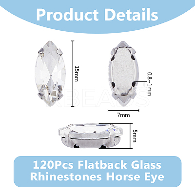 120Pcs Horse Eye Sew on Rhinestone RGLA-DC0001-07B-1