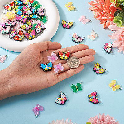44pcs 11 styles Opaque & Transparent Resin Pendants RESI-TA0001-82-1