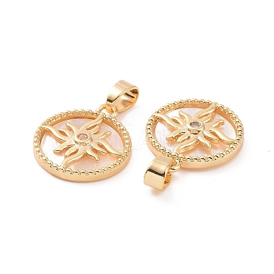 Brass Micro Pave Clear Cubic Zirconia Pendants KK-E068-VC128-1