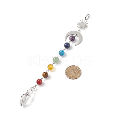 7 Chakra Gemstone Beaded Pendant Decorations HJEW-JM00797-02-1