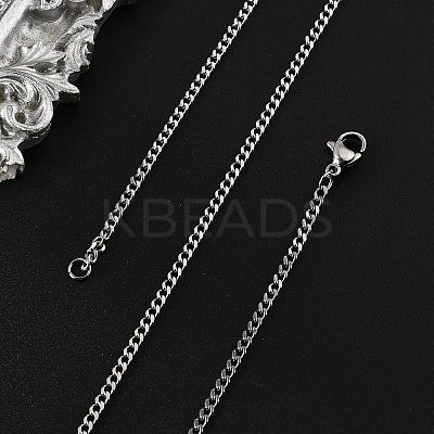 Non-Tarnish 304 Stainless Steel Curb Chain Necklaces NJEW-L162-01C-P-1