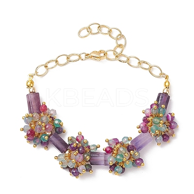 3Pcs Natural Mixed Gemstone Beads Link Bracelets BJEW-JB12164-1
