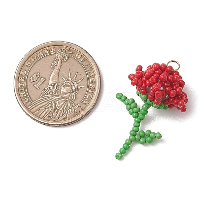 Glass Seed Beaded Flower Pendans PALLOY-MZ01224-03-1