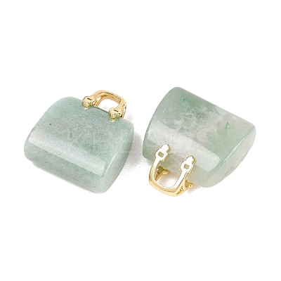 Natural Green Aventurine Brass Pendants KK-E274-01G-14-1