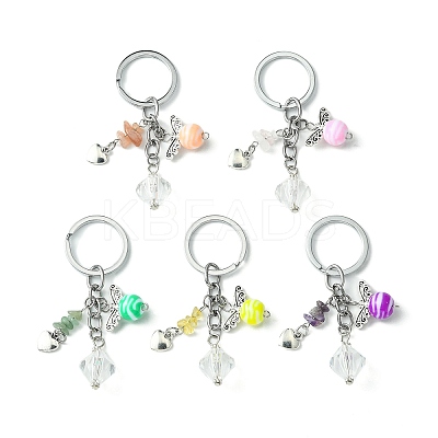 Acrylic & Natural Gemstone Keychain KEYC-JKC00541-S-1