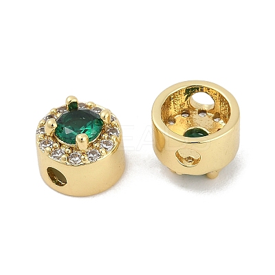 Rack Plating Brass Micro Pave Cubic Zirconia Flat Round Beads KK-C007-13G-05-1