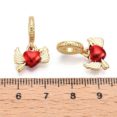 Brass Enamel European Dangle Charms KK-N254-246G-1