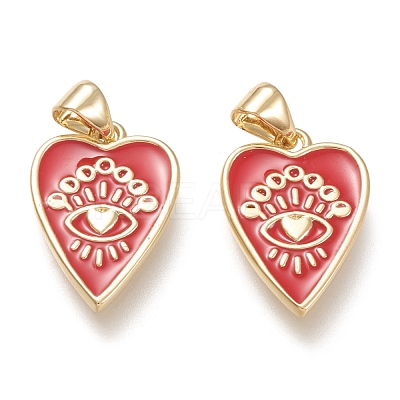 Brass Enamel Pendants ZIRC-F116-10C-G-1