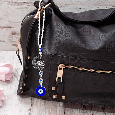 2Pcs Blue Evil Eye Car Hanging Ornament HJEW-DC0001-12-1