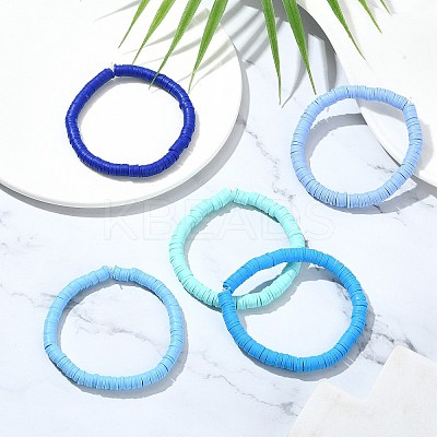 30Pcs 5 Colors Polymer Clay Heishi Surfer Stretch Bracelets Set BJEW-SW00135-1