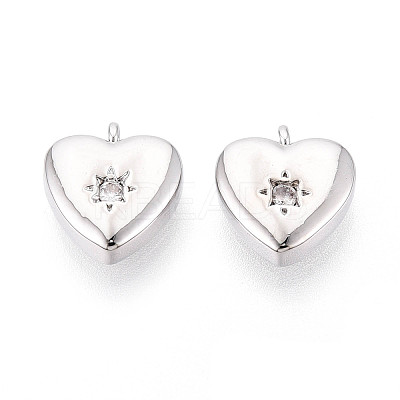 Brass Micro Pave Clear Cubic Zirconia Charms KK-N267-14P-1