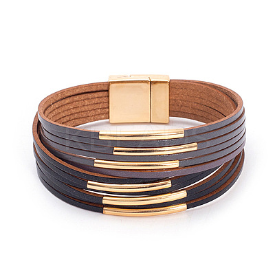 Two Tone Imitation Leather Multi-strand Bracelets for Women WGE2A7B-08-1
