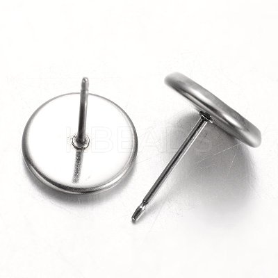 Tarnish Resistant Flat Round 304 Stainless Steel Stud Earring Settings STAS-M227-8mm-1