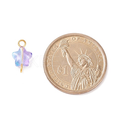 Star Glass Golden Tone Iron Connector Charms PALLOY-JF01732-1